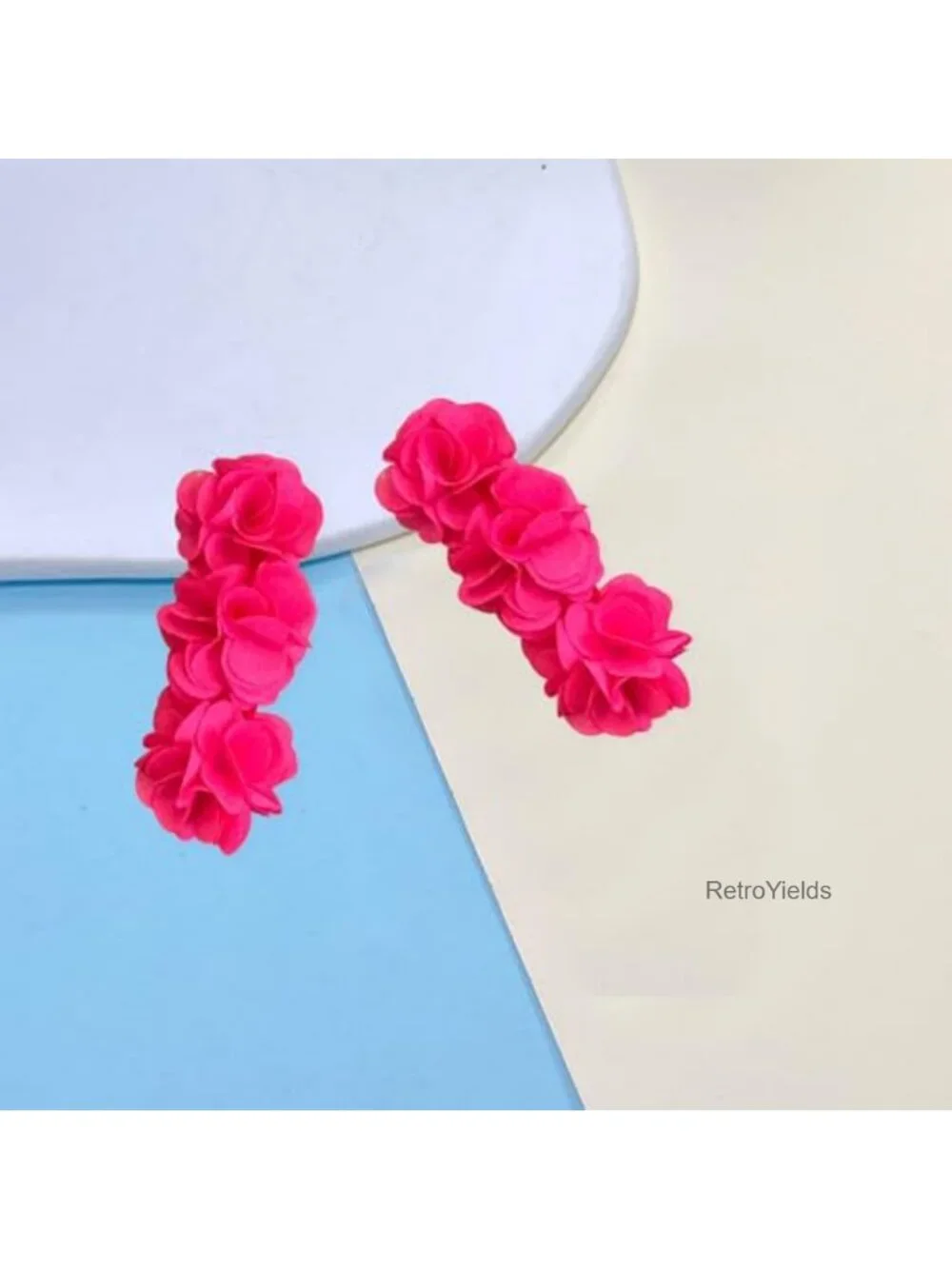 Handmade Bohemian Flower Tassel Dangle Earrings for Women - 3-Layer Fabric Drop